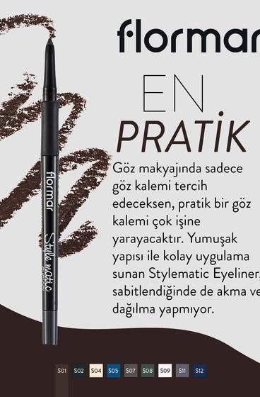  Stylematic Mat Bitişli & Suya Dayanıklı Asansörlü Göz Kalemi  8690604190485 | Flormar