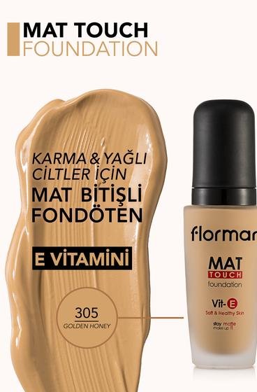  Mat Touch E Vitamini İçeren Yüksek Pigmentli & Mat Bitişli Fondöten Bej 8690604098293 | Flormar