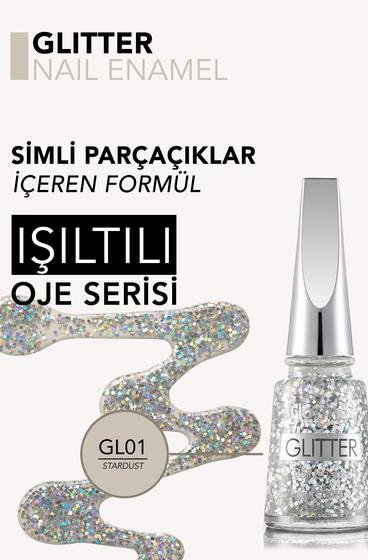  Glitter Yarı Transparan & Parlak Bitişli Simli Oje Gümüş 8690604195664 | Flormar