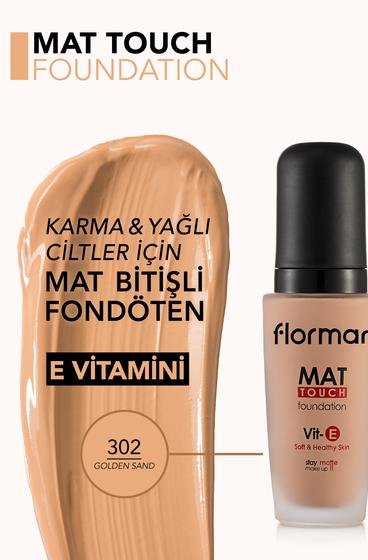  Mat Touch E Vitamini İçeren Yüksek Pigmentli & Mat Bitişli Fondöten Bej 8690604098262 | Flormar