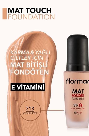  Mat Touch E Vitamini İçeren Yüksek Pigmentli & Mat Bitişli Fondöten Bej 8690604248025 | Flormar