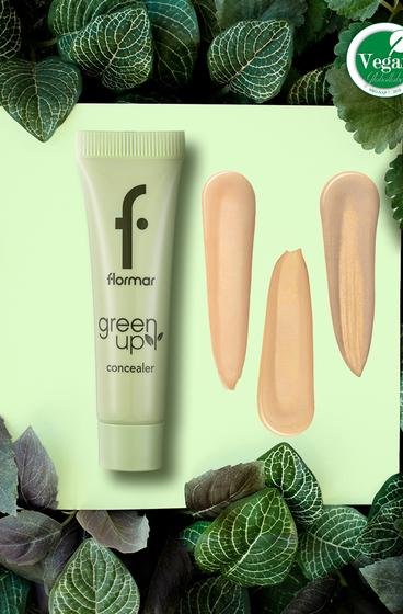  Green Up Hafif Yapılı & Yarı Parlak Bitişli Vegan Likit Kapatıcı Bej 4251903322263 | Flormar