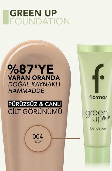  Green Up Kremsi Dokulu & Yarı Mat Bitişli Vegan Fondöten Bej 4251903322232 | Flormar