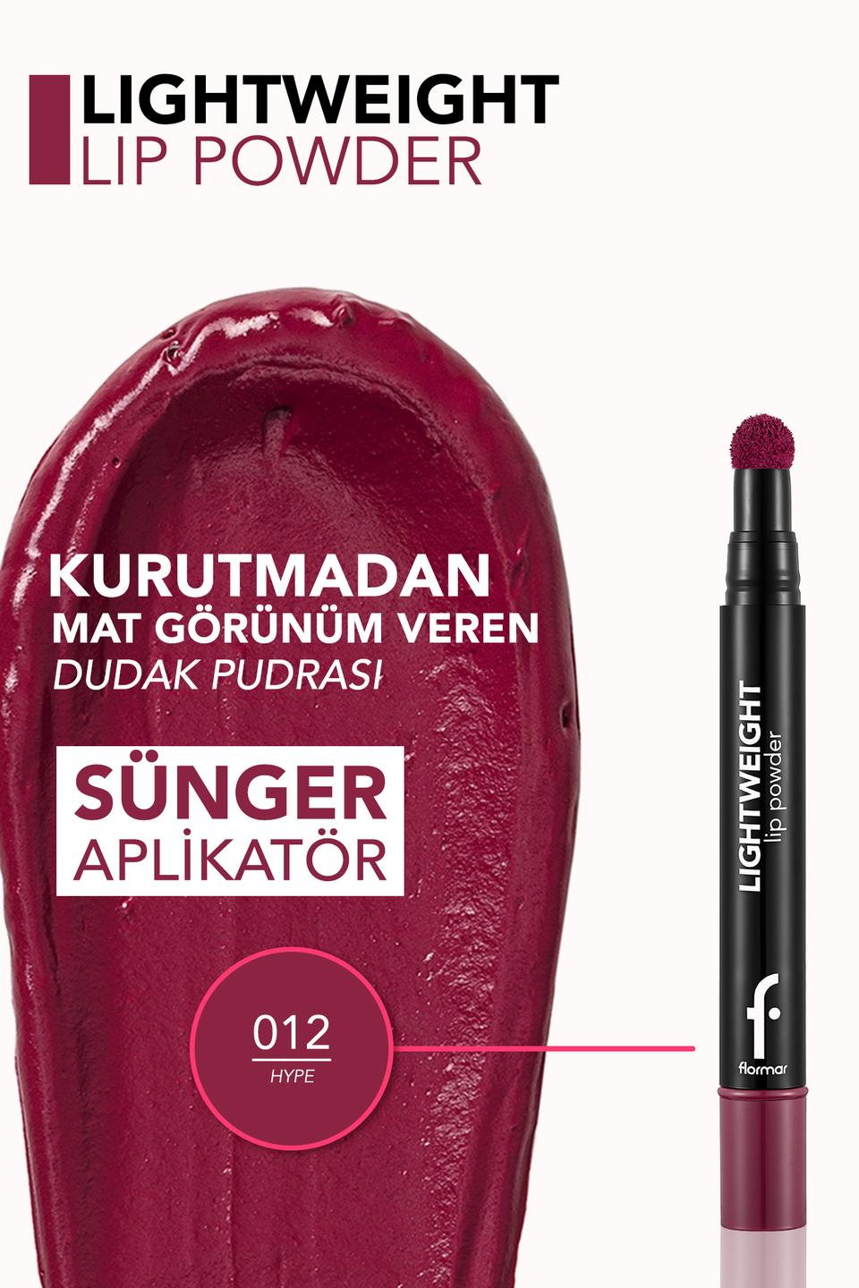 Lightweight Yarı Transparan & Mat Bitişli Nemlendirici Dudak Pudrası Mor 8682536007542 | Flormar