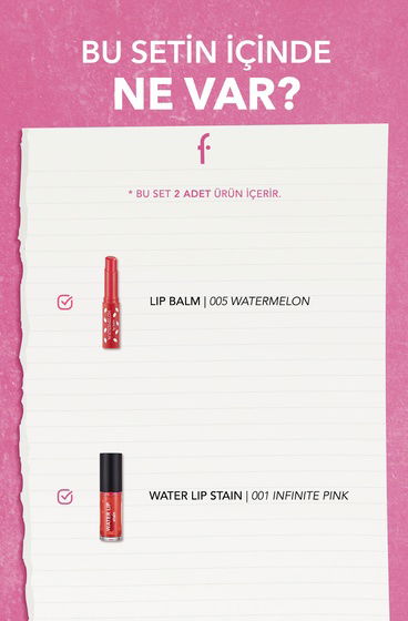  Meyve Özleriyle Renkli Dudaklar 2'li Lip Balm&Tint Seti  SET139 | 